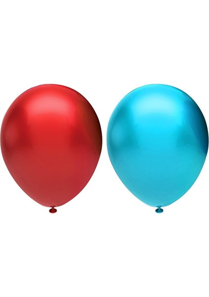 Metalik Balon Seti 20 Adet ( Kırmızı, Açık Mavi)