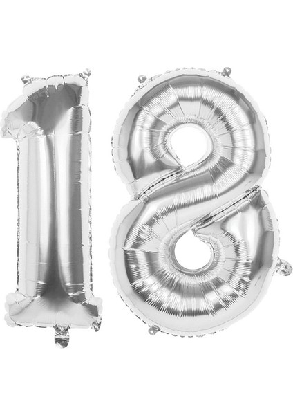 18.yaş Folyo Balon Seti Gümüş 100 cm
