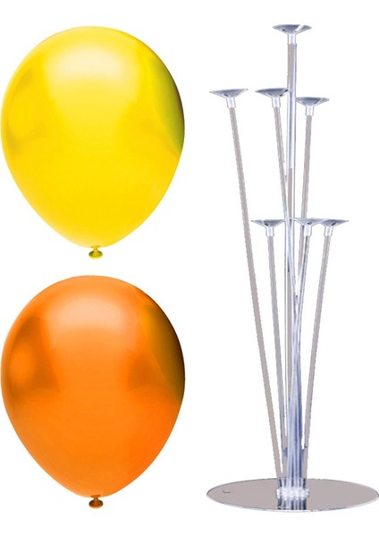 7 Çubuklu Balon Standı + 40 Adet Balon ( Turuncu, Sarı )