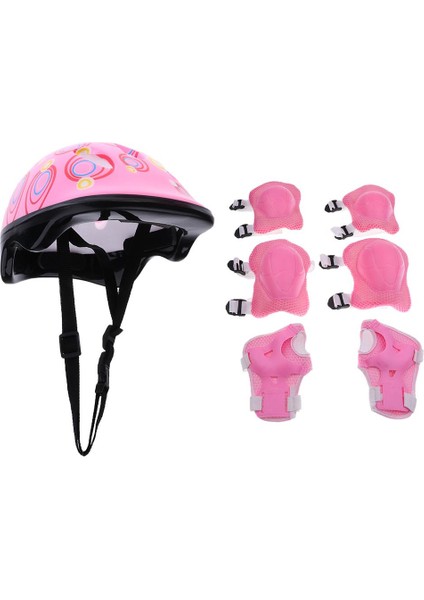 Çocuklar Bisiklet Kask Kaykay ile Set, Dağ Bisikleti (1x Kask + 2x Ped ve Pembe (Yurt Dışından)