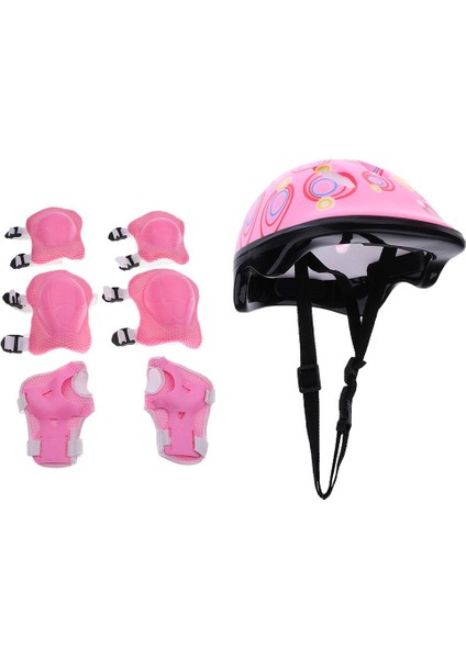 Çocuklar Bisiklet Kask Kaykay ile Set, Dağ Bisikleti (1x Kask + 2x Ped ve Pembe (Yurt Dışından)