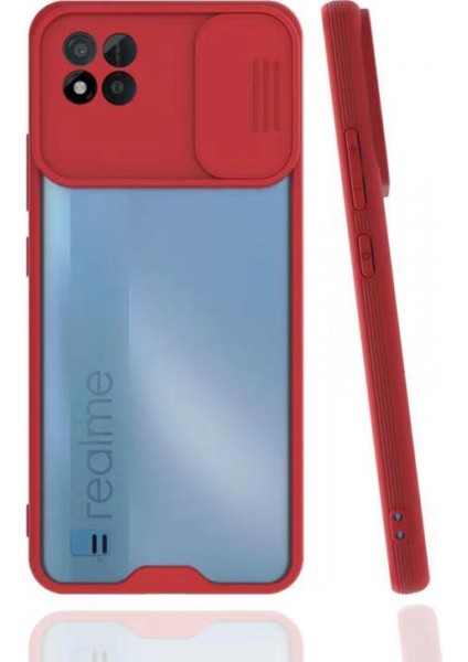Realme C11 2021 Kılıf Platin Kamera Koruma Silikon - Kırmızı