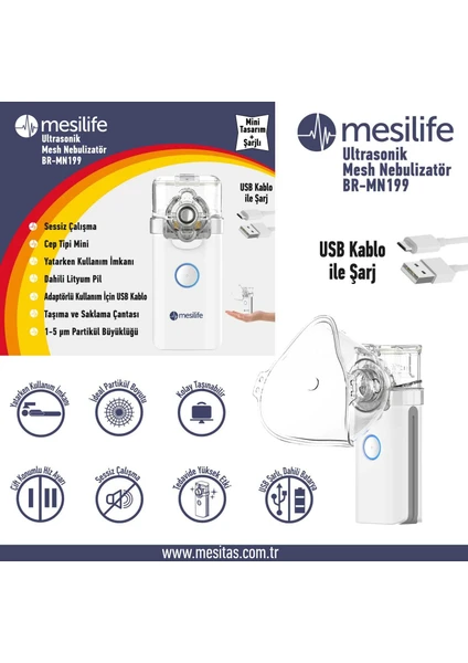 BR-MN199 Mesh Şarjlı Nebulizatör