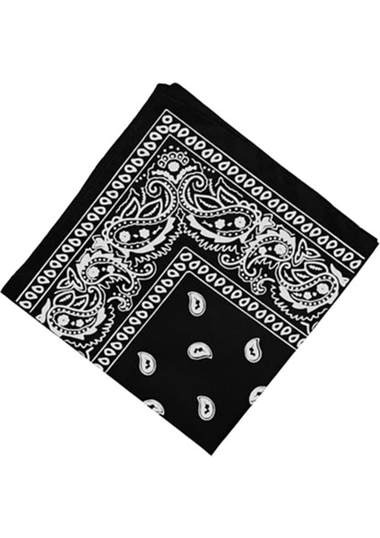 Kadın Erkek Pamuk Baskı Bandana Eşarp Başkanı Wrap Boyun Bileklik Kerchief Siyah fırsatları