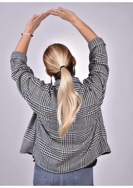 Siyah Beyaz Kazayağı Desen Oduncu Ceket Gömlek fiyatları