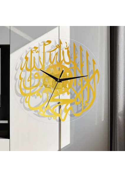 Islam Duvar Saati Arapça Numaraları Eid Dekorasyon Duvar Sanatı Hediye Altın modelleri