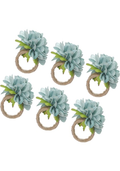 6 Adet Havlu Toka Peçete Yüzük Düğün Festivali Ev Mutfak Dekor Mavi (Yurt Dışından)