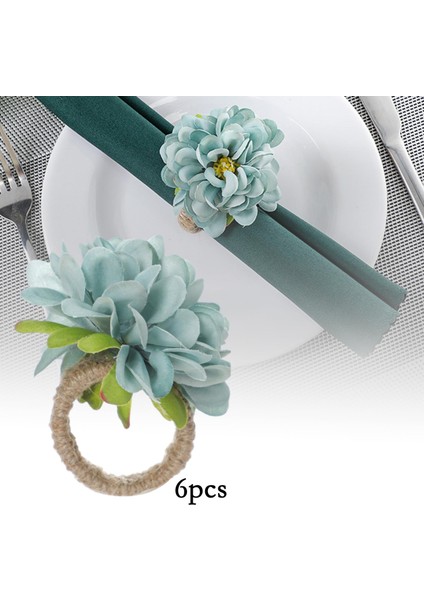 6 Adet Havlu Toka Peçete Yüzük Düğün Festivali Ev Mutfak Dekor Mavi (Yurt Dışından) modelleri