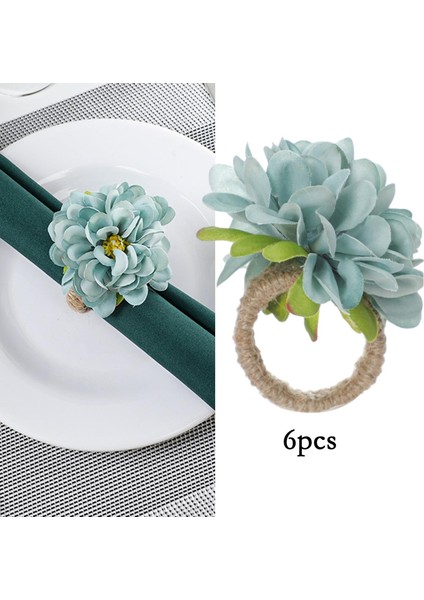 6 Adet Havlu Toka Peçete Yüzük Düğün Festivali Ev Mutfak Dekor Mavi (Yurt Dışından) fırsatları