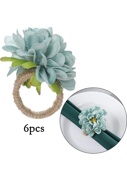 6 Adet Havlu Toka Peçete Yüzük Düğün Festivali Ev Mutfak Dekor Mavi (Yurt Dışından) indirimleri