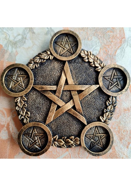 Pentagram Mumluk Cadı Cadı Çay Işık Tutucu Şamdan Süs Pirinç modelleri