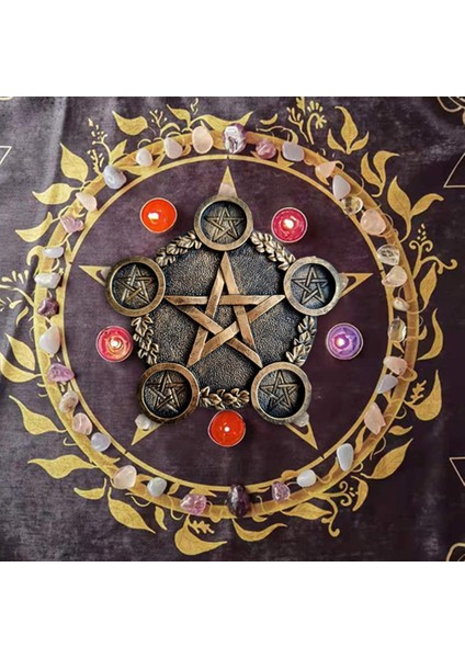 Pentagram Mumluk Cadı Cadı Çay Işık Tutucu Şamdan Süs Pirinç indirimleri