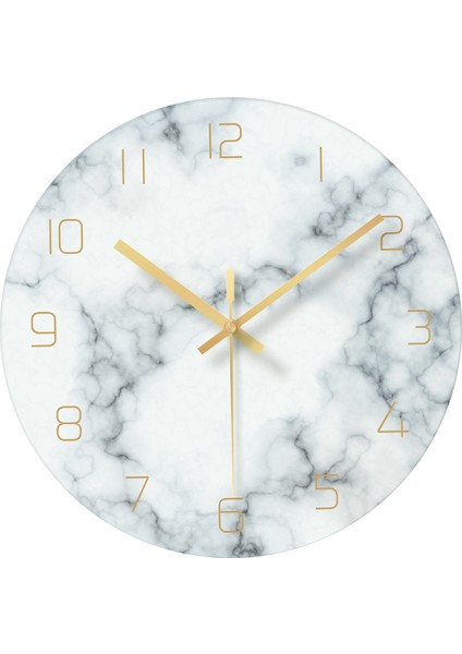 12 Modern Sessiz Kuvars Duvar Saati Git Olmayan Cam Ebru Bej(Yurt Dışından)