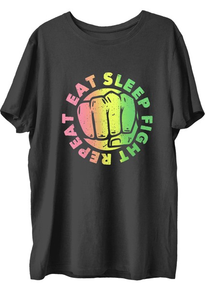 Eatsleepx Baskılı Penye Boks Sporcu T-Shirt