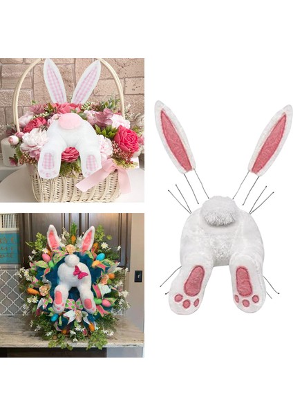 Paskalya Dekor Çelenk Kiti Kulakları ile Sevimli Tavşan Diy Garland Hoş Geldiniz Ön Kapı Pembe