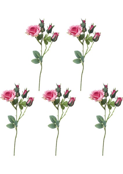 5 Parça Gerçekçi Yapay Çiçekler Masa Centerpieces Iç Mekan Dekor Rosy Için