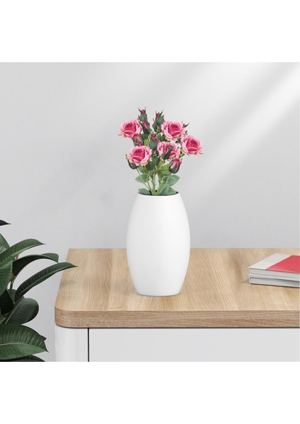 5 Parça Gerçekçi Yapay Çiçekler Masa Centerpieces Iç Mekan Dekor Rosy Için
