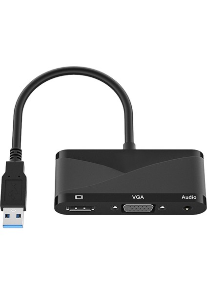 USB 3.0 HDMI VGA Adaptörü Monitör Ekran Ses Video Dönüştürücü Dizüstü Siyah Için (Yurt Dışından)