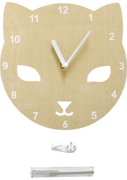 8 Inç Ahşap Asılı Duvar Saati Izle Git Olmayan Otel Mağazaları Cafe Kreş Kedi