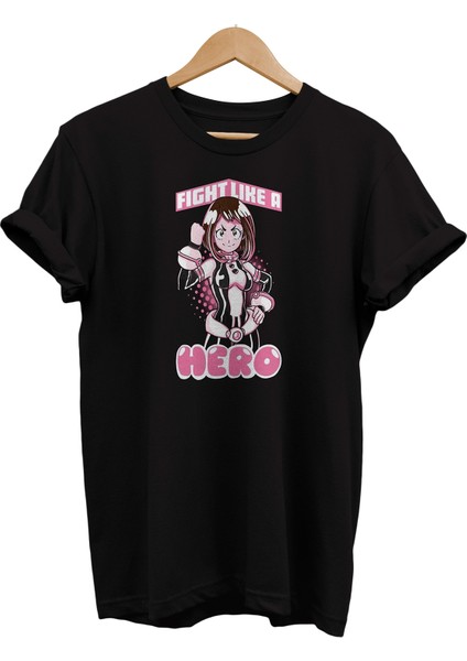 Fight Like A Hero Baskılı %100 Pamuk Oversize T-Shirt Büyük Beden Tişört