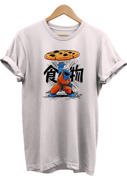 Kurabiye Canavarı Baskılı %100 Pamuk Oversize T-Shirt Büyük Beden Tişört