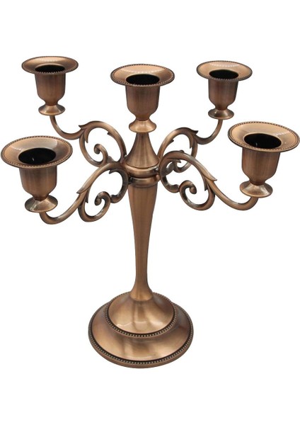 5-Mum Metal Şamdan Şamdan 10 '' Mumluk Mum Kırmızı Standı