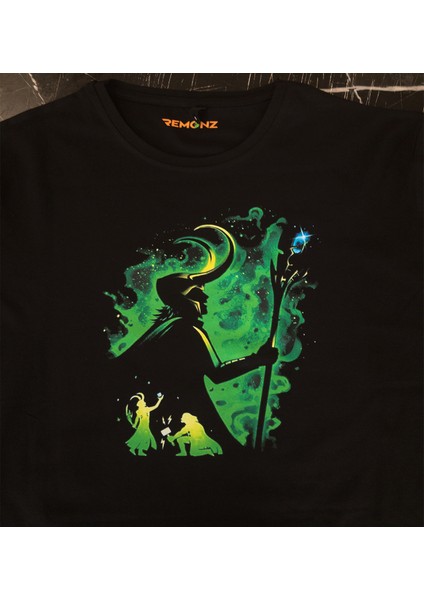 Loki Çift Baskılı Pamuk %100 Pamuk Oversize T-Shirt Büyük Beden Tişört