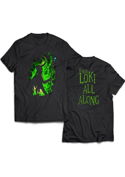 Loki Çift Baskılı %100 Pamuk Oversize T-Shirt Büyük Beden Tişört
