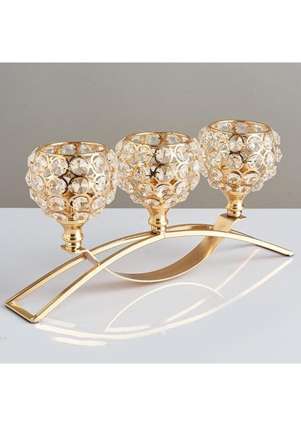 Demir Kristal Mumluk 3 Arms Masa Dekoratif Centerpieces Ev Dekorasyon Altın(Yurt Dışından) modelleri