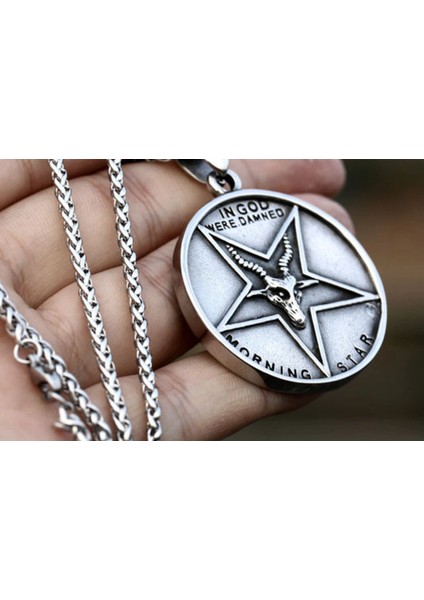 Paslanmaz Çelik Sabbatic Keçi Lucifer Pentagram Kolye