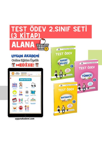 2. Sınıf Test Ödev Seti (3 Kitap + Online Eğitim Paketi Üyeliği Hediye)