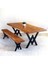 Doğal Ağaç Masif Kütük Masa 75 cm x 115 cm + 1 Bank Bench ( Metal Ayak ) 5