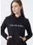 00GWF1W311PW - Hoodie Kapüşonlu Regular Fit Düz Siyah Kadın Sweatshirt 2