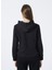 00GWF1W311PW - Hoodie Kapüşonlu Regular Fit Düz Siyah Kadın Sweatshirt 4