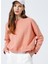 Ravello-Y Bisiklet Yaka Crop Düz Pembe Kadın Sweatshirt 1