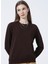 Bisiklet Yaka Basic Düz Kahve Kadın Sweatshirt - K-AGORA 5