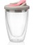 450 Ml Çift Katmanlı Cam Kahve Kupa Kapak Sızdırmaz Seyahat Süt Çay Bardağı Güzel Hediyeler | Kupalar (Pembe) (Yurt Dışından) 1