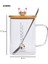450Ml Sevimli Kedi Cam Kupa Kaşık Ve Kapak Kahve İle Kupalar Kolu İle Süt Kahvaltı Bardakları Drinkware Güzel Hediyeler | Kupalar (Beyaz) (Yurt Dışından) 1