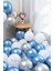 Krom Pembe - Mavi ve Pastel Beyaz Renk Balon 10 Adet 1