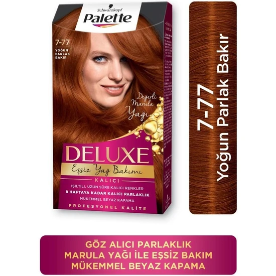 Palette Deluxe Kalıcı Renkler 7-77 Yoğun Parlak Bakır Saç Boyası