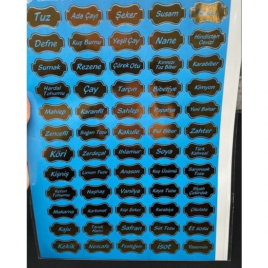 Yzhome Gold 60 Adet Baharat Bakliyat Kuruyemiş Baharatlık Kavanoz Sticker Etiketi