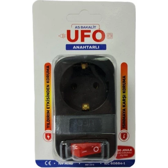Ufo Tekli Akım Korumlı Priz Anahtarlı Siyah 3500W 16A