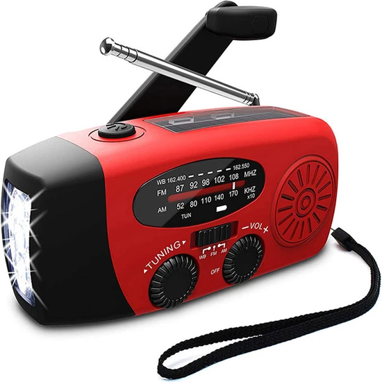 Sanlindou Çok Fonksiyonlu El Radyo Güneş Krank Dinamo Powered Am / Fm / Noaa Hava Radyo Kullanımı Acil Led El Feneri Ve Güç Bankası | Radyo (Yurt Dışından)