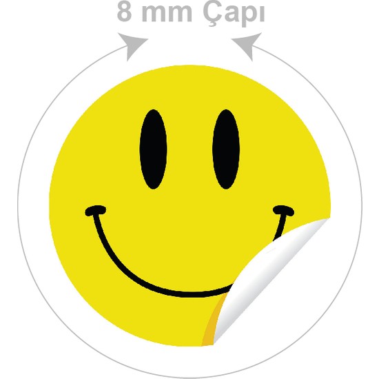Kutu Ambalaj Smile Gülen Yüz Etiketi 8 mm Çapında 3600 Adet
