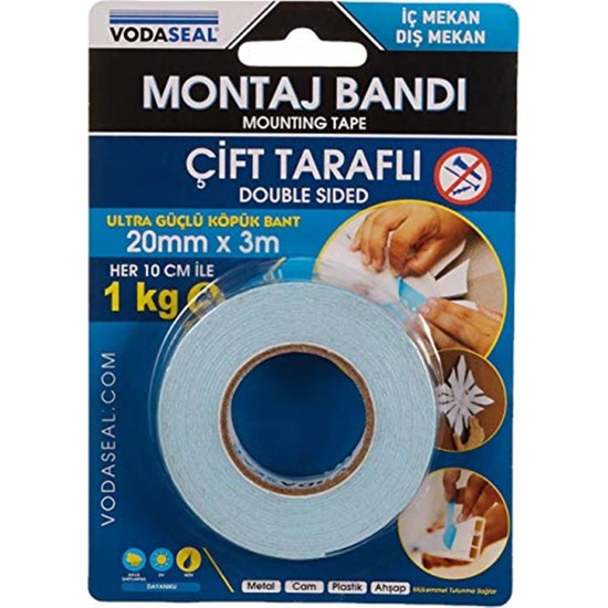 Vodaseal 53.01.020 Çift Taraflı Montaj Bandı 20X3MT Fiyatı Vodaseal 53.01.020 Çift Taraflı Montaj Bandı 20X3MT Fiyatı