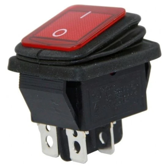 IC-104W Kırmızı Geniş Körüklü Işıklı Anahtar On/off Switch 4p