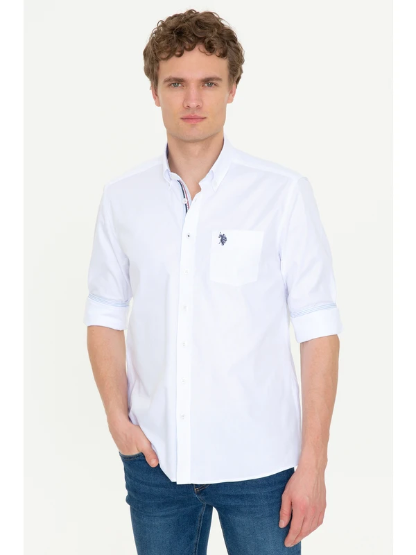 U.S. Polo Assn. Erkek Beyaz Desenli Gömlek 50246210-VR013