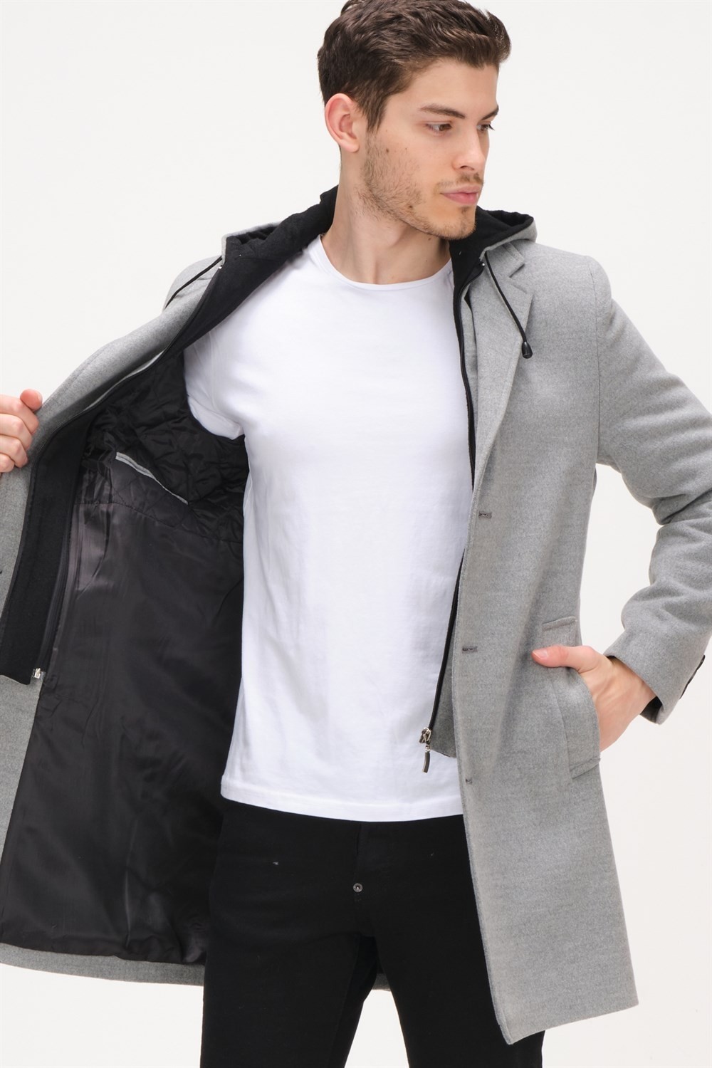 Dewberry PLT8376 Erkek Palto-Gri