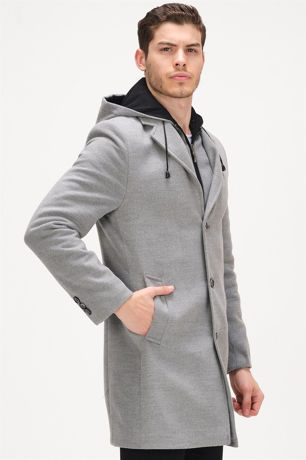 Dewberry PLT8376 Erkek Palto-Gri görsel 4