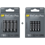 Gp Recyko Pro 2000 Mah 4'lü Aa Kalem + Gp Recyko Pro 800 Mah 4'lü Aaa Ince Kalem